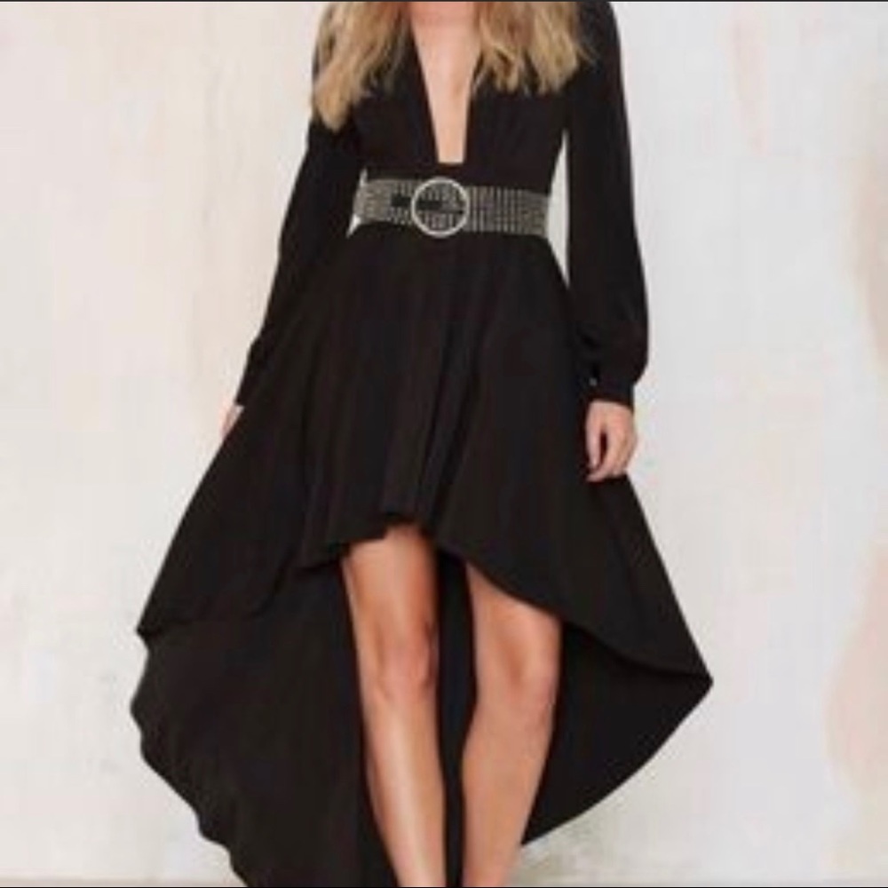 Nasty Gal Long Sleeve Low Cut Dress